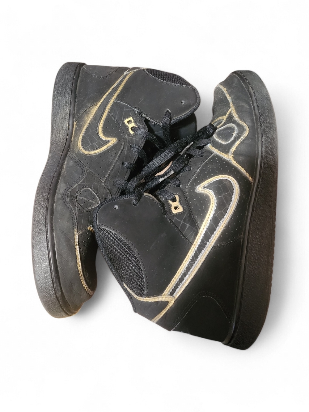 Nike Black High-Top Sneakers with Gold Trim